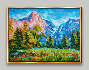 Banff in Canada landscape painting impressionist painting oil painting original oil painting Banff wall art #28