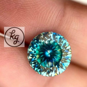 Brilliant Round Peacock Green Portuguese Cut VVS1 Premium Lab Diamond, Top Quality Loose Solitaire For Jewelry Use, Sparkling & Fiery