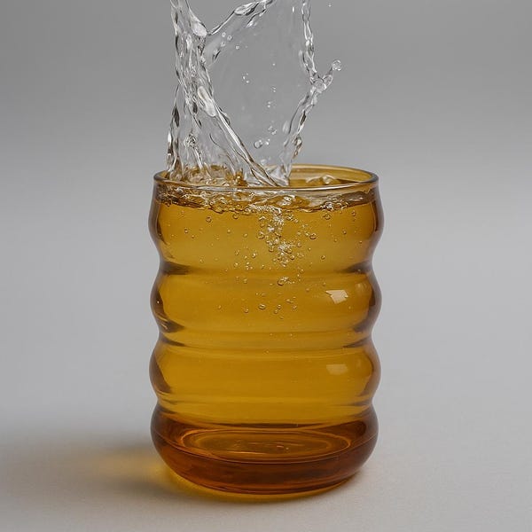 Ripple Wave Glass Cup, Retro Ribbed Drinkware, Cottagecore Barware Tumbler