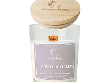 Lavender Fields Scented Candle |  Crackling Candle | Jar Candle | All-Natural Soy Wax & Toxin Free | Floral Scent | Unique Candle