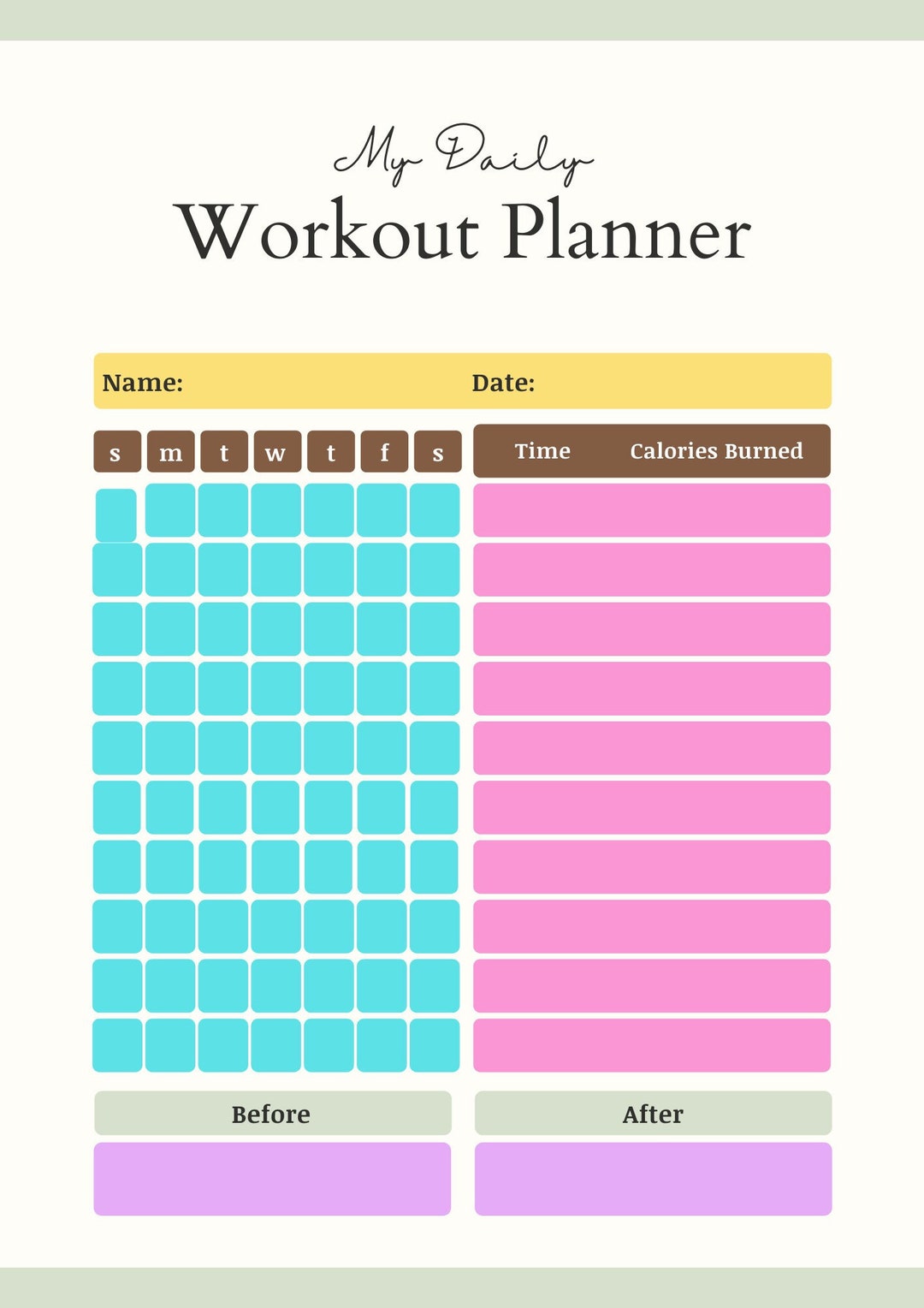 Printable Workout Log Meal Planner Fitness Log Weightless Etsy