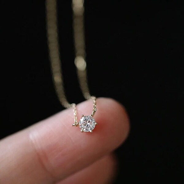 925 Sterling Silver Dainty CZ Solitaire Round Pendant Necklace – 18 Inch Chain, Everyday Silver Jewelry