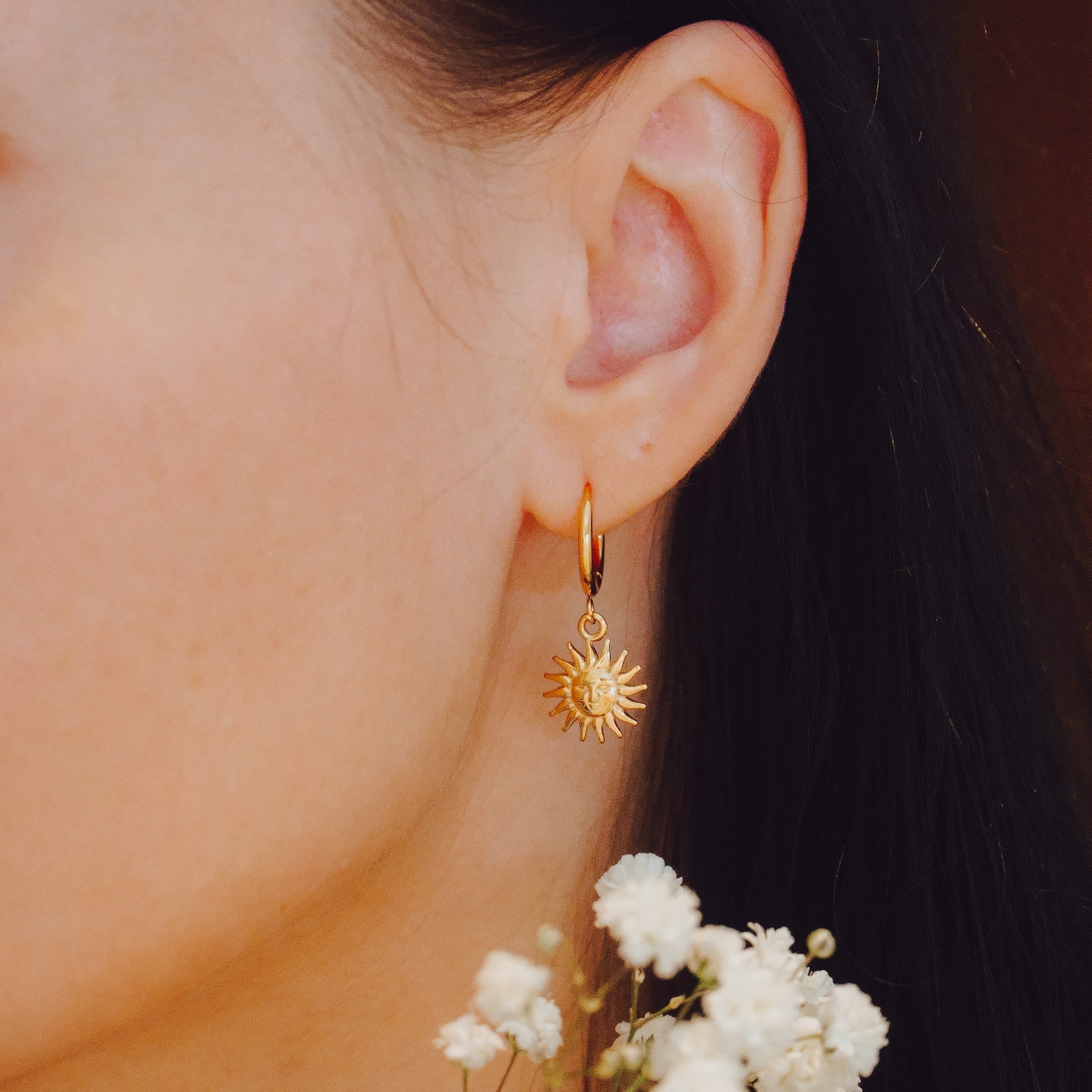 Gold Sun Earrings Etsy Singapore