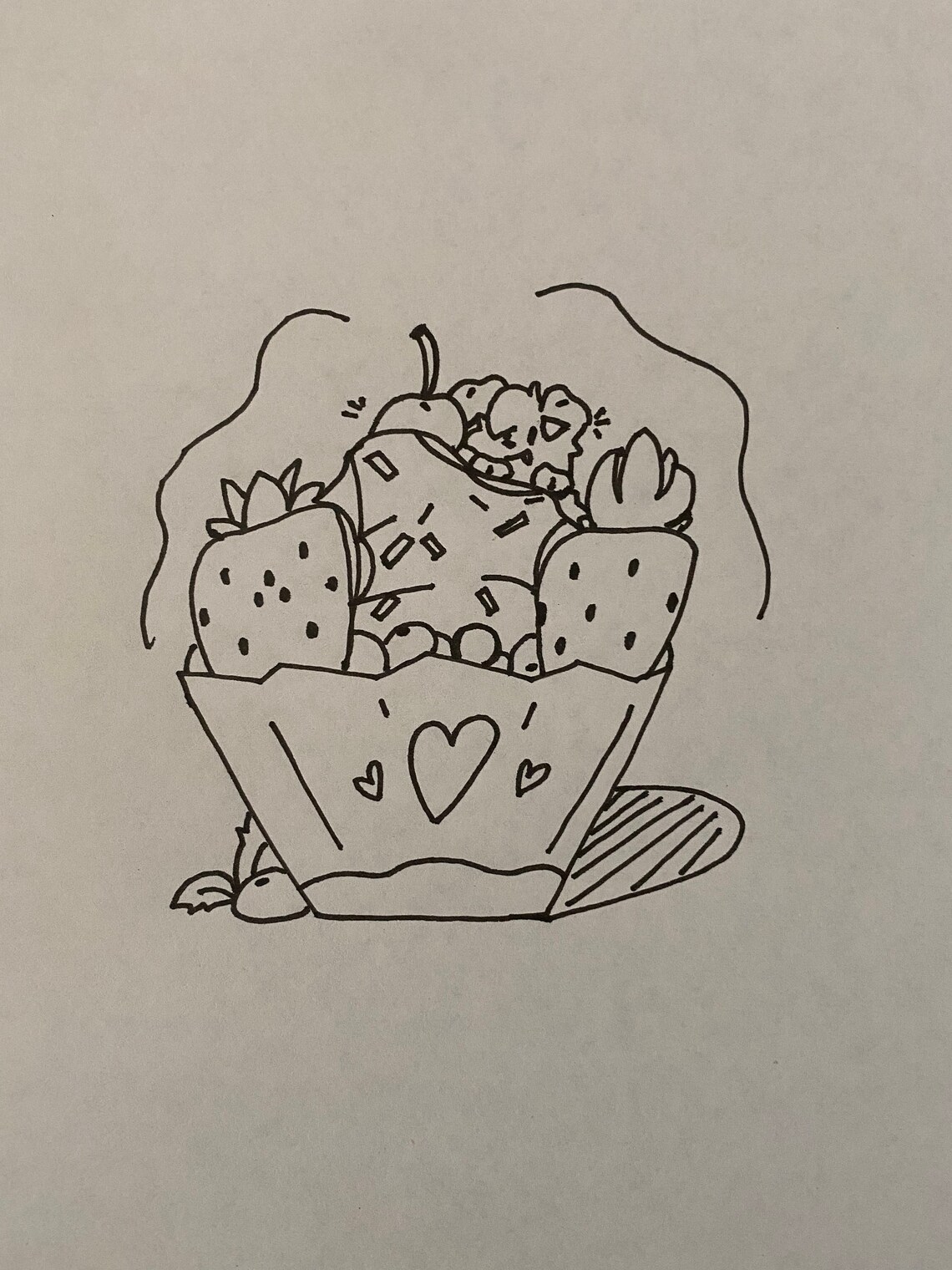 Hand Drawn Fruit Cup Printable Coloring Page-printable Coloring Page ...