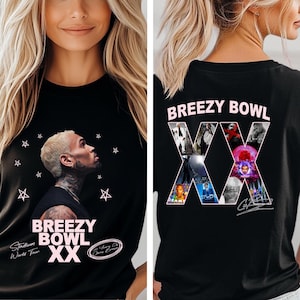 Chris Brown Breezy Bowl XX Shirts, Concert Shirts, Light Pink, Black Culture Shirts, FRONT and BACK