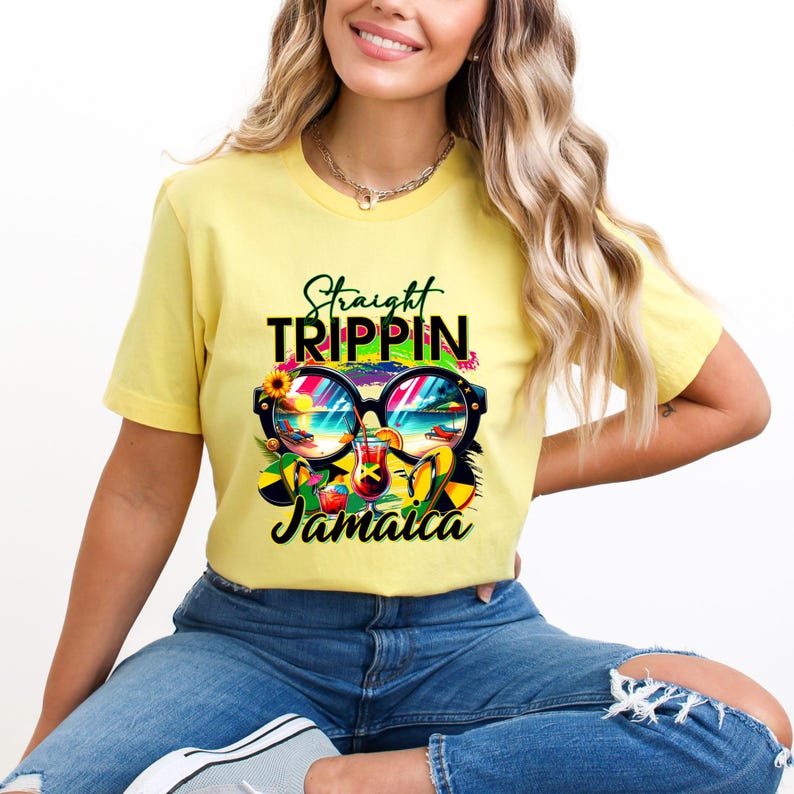 Straight Trippin Jamaica T-Shirt, Bella Canvas Vacation Tee image 3