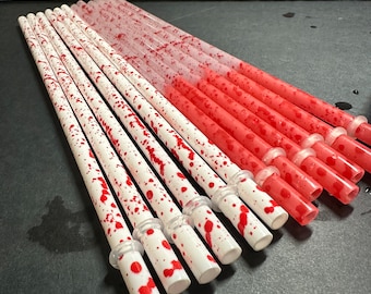 Blood splatter straws (color changing and non-color changing)