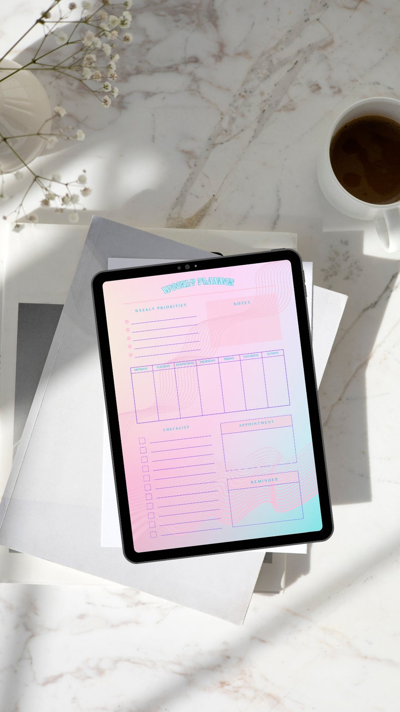 Pastel Pink Weekly Planner: Digital Download - Etsy