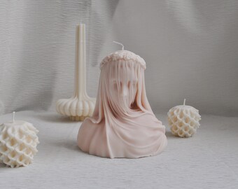 Veiled Lady Bust Statue Candle Large