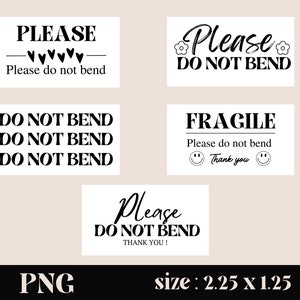 Do Not Bend Bundle Thermal Sticker PNG, Warning Label Stickers, Small Business Packaging, PNG only