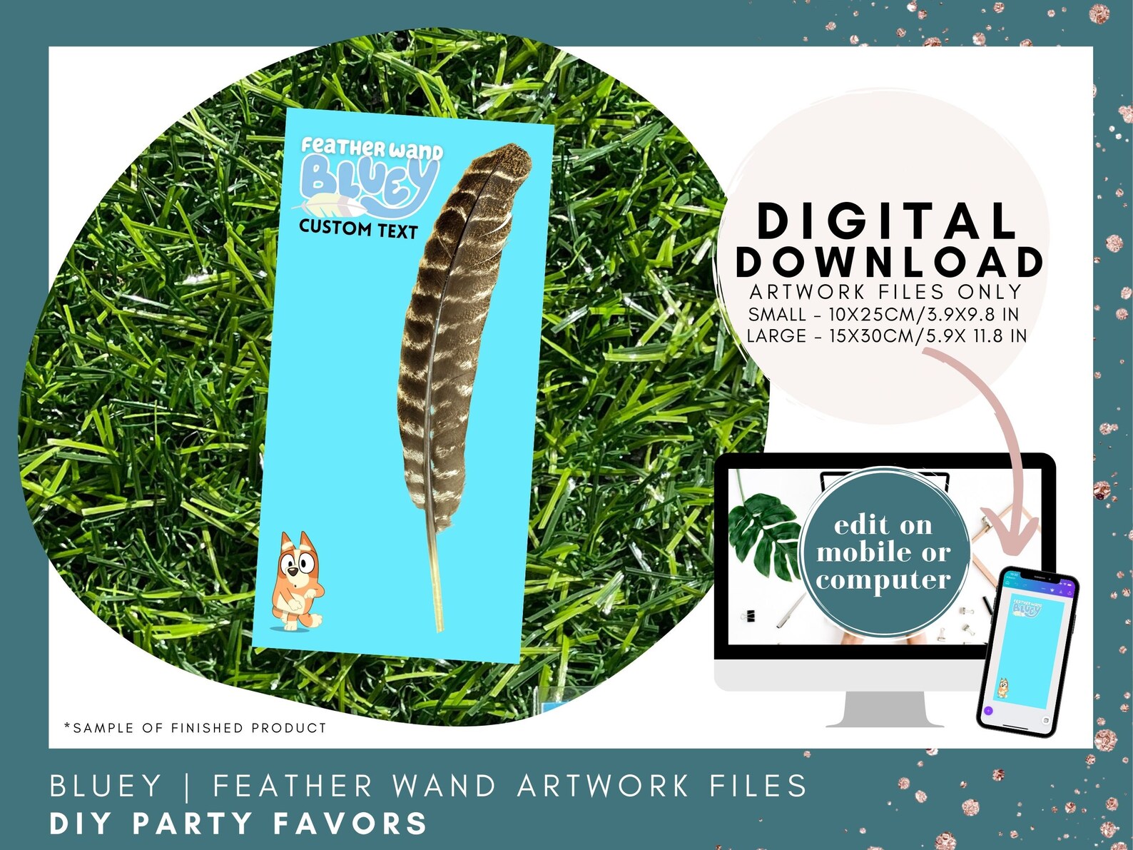 Digital Download ONLY Bluey Feather Wand Artwork Etsy UK
