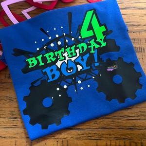 Birthday Boy Monster Truck themed shirt