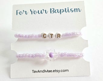 CTR Purple Flower Bracelets, Baptism Gift