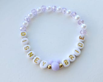 Disney Bride Stretchy Bracelet | Size M/L | Disney Inspired Pink and White Jewelry
