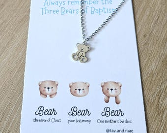 The Three Bears of Baptism Silver Necklace | LDS Baptism Gift