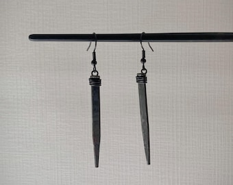 Gothic Coffin Nail Earrings - Handmade Alternative jewelry - Reclaimed Square Nails