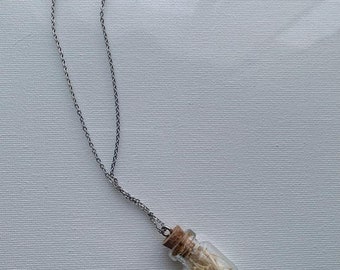 Mini rattlesnake rib bone vial necklace
