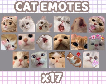 Kawaii Cat Emotes: Funny Emojis for Twitch and Discord (17 PNG)