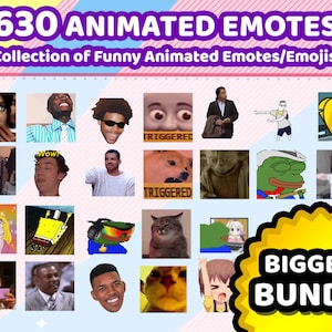 Bundel met 630 geanimeerde grappige memes-emotes | Twitch-emotespakket | Streamer-emoji | Emotes voor gamers