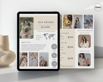 Influencer Media Kit Template | Minimalistic media kit | Social Media Kit, Rate Card, Instagram, Tiktok, Brand deal, EDITABLE, EASY EDIT
