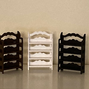 1/24th scale book cases , your choice of brown, white, or black for your dollhouse/diorama.