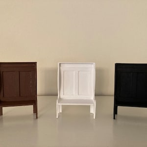 1:24th Scale Deacon Bench in black, white or brown for your dollhouse/room box/shadow box/diorama.