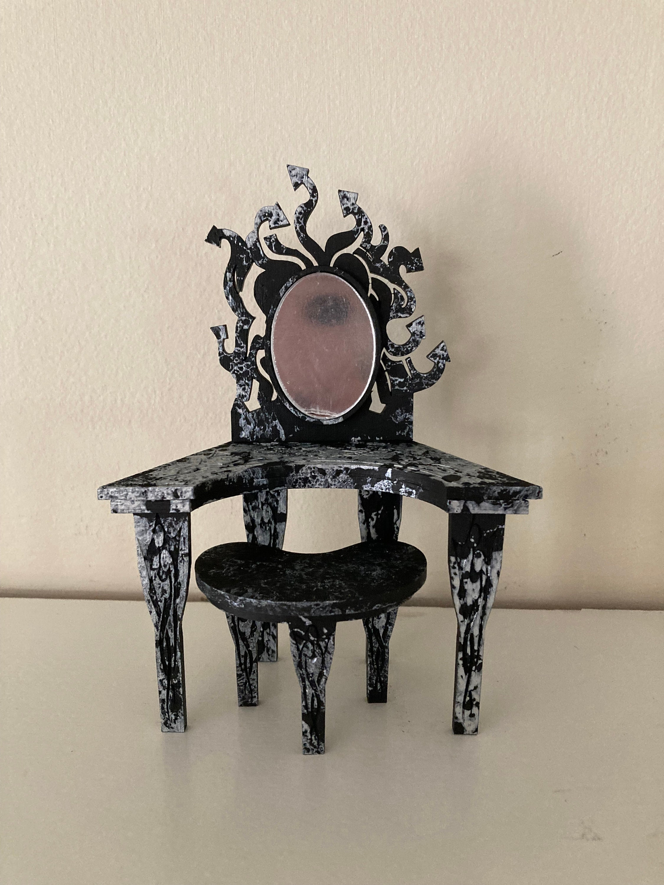 Miniature 1:12th spooky vanity for haunted dollhouse.  I will not be making anymore of these once gone.