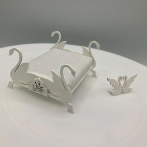 Miniature 1/24th scale swan bed and shelf to match for dollhouse/diorama.