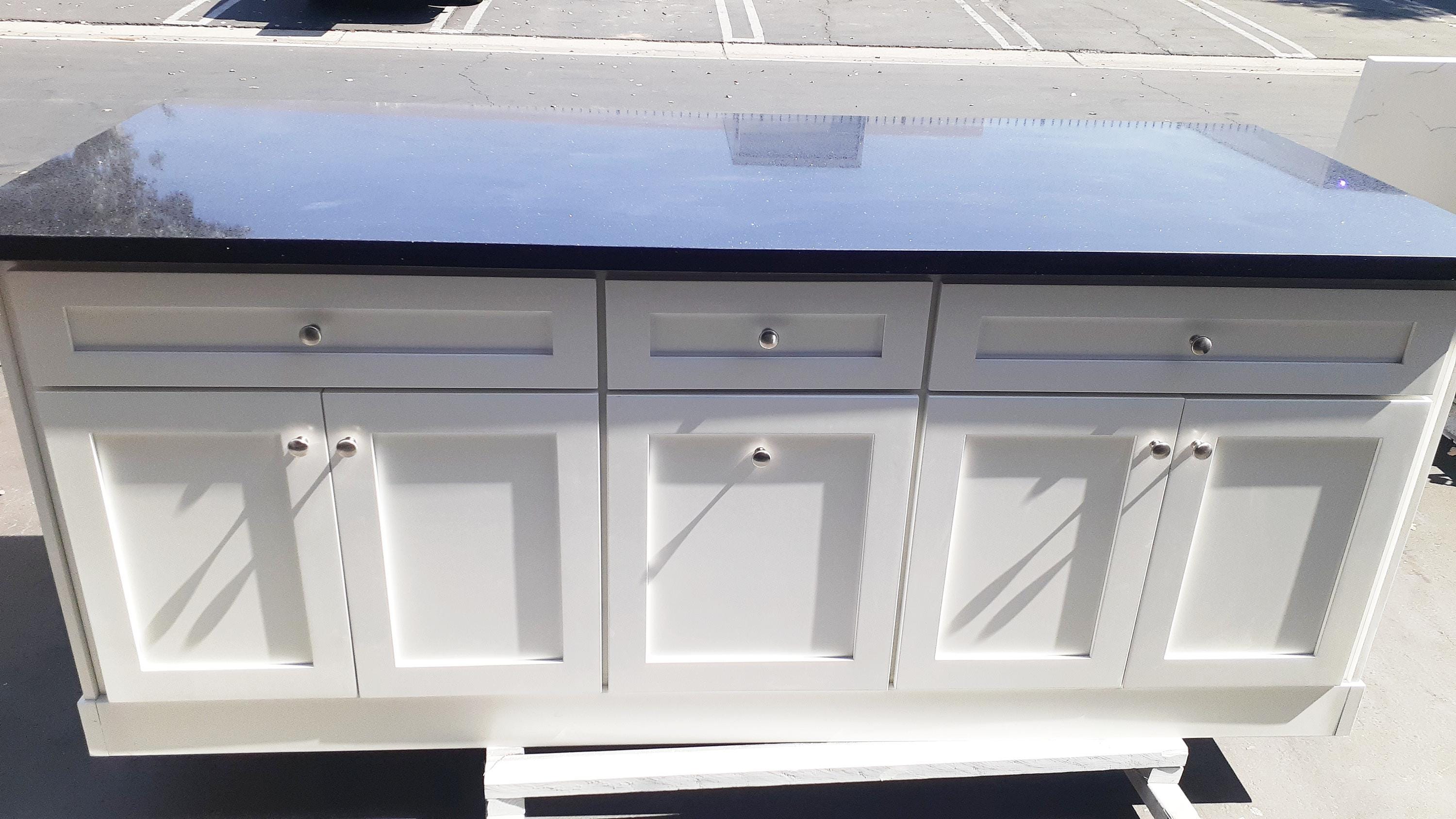 7ft White Kitchen Island With Black Quartz Top - Etsy