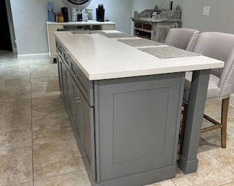 5ft Custom Color Kitchen Island With Quartz Top - Etsy