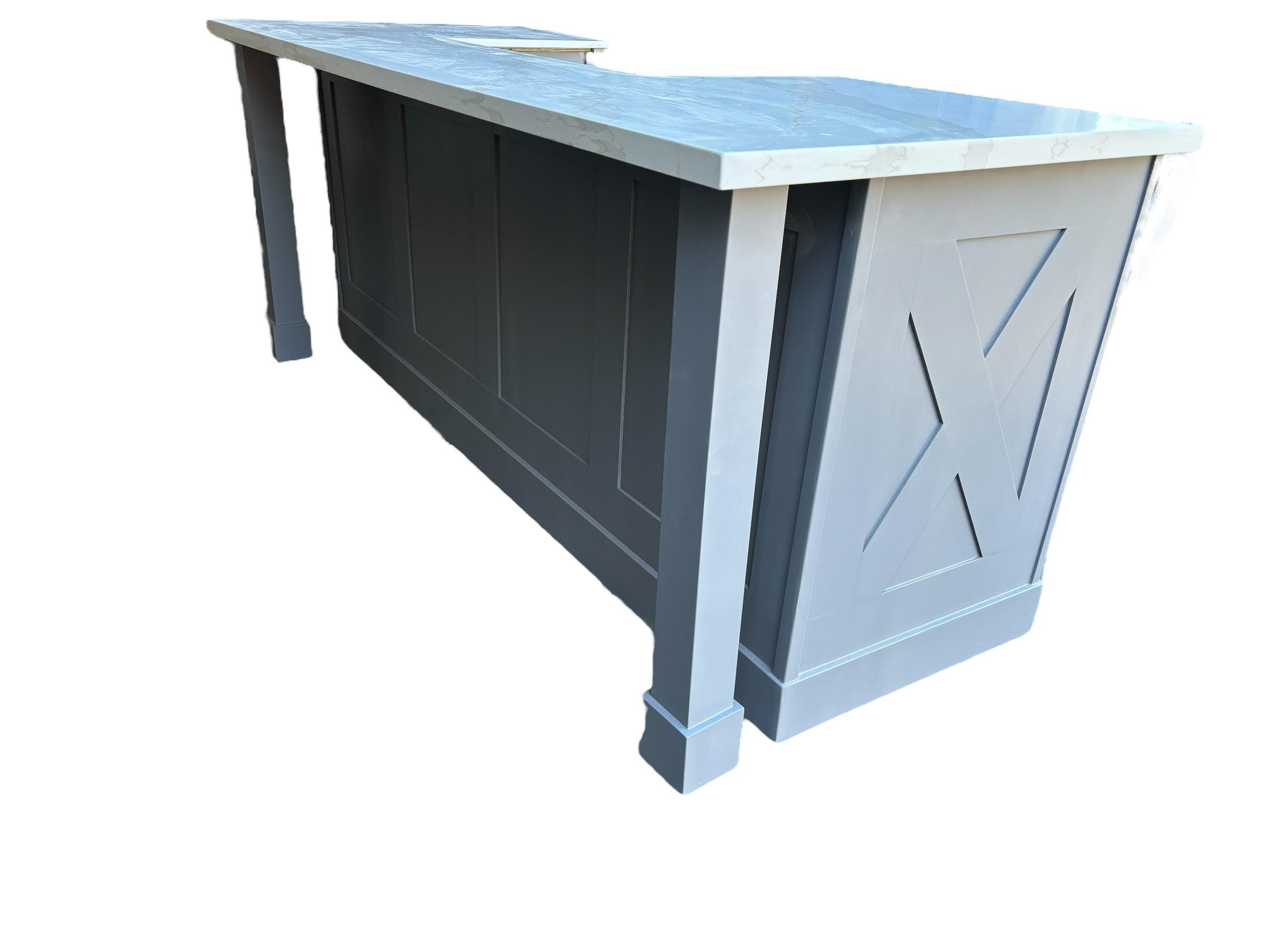 7ft Kitchen Island With Sink Space and Quartz Top - Etsy