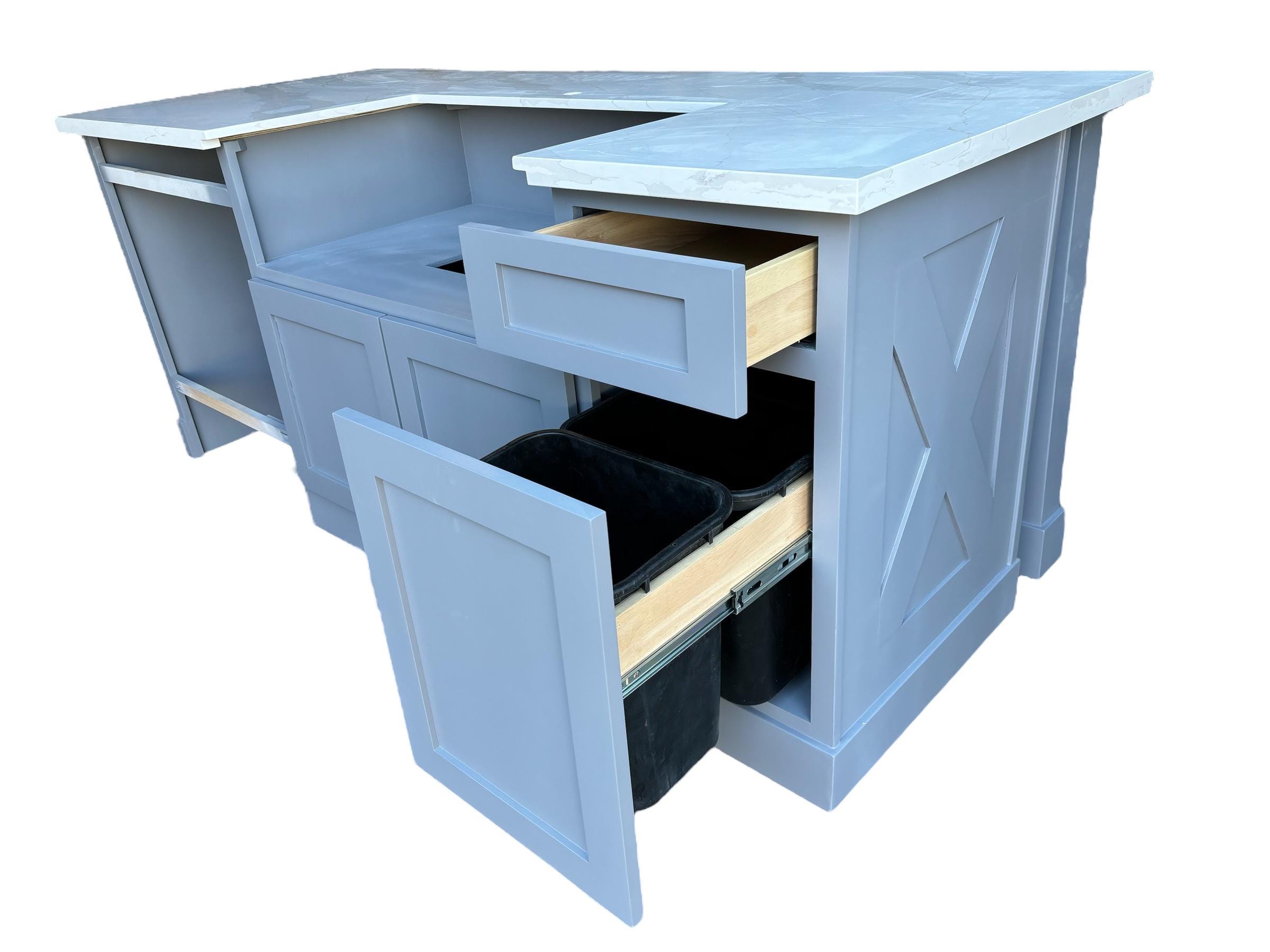 7ft Kitchen Island With Sink-dishwasher, White Quartz Top - Etsy