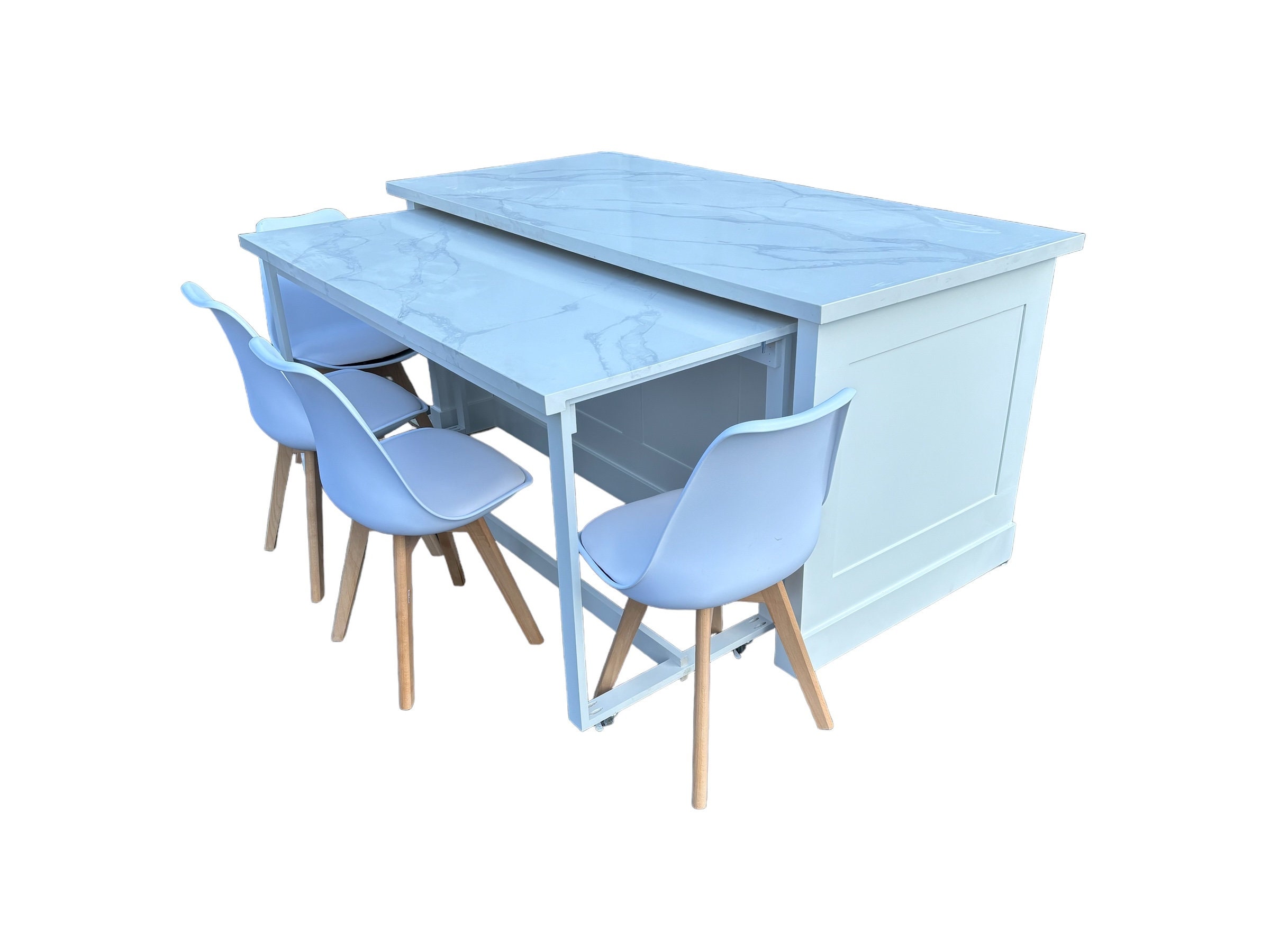 5ft kitchen island with hidden dining table, fits 4-6 seats custom welcome