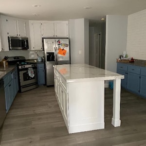 7ft White Kitchen Island With White Quartz Top - Etsy