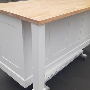 7ft White Kitchen Island With Wooden Top - Etsy