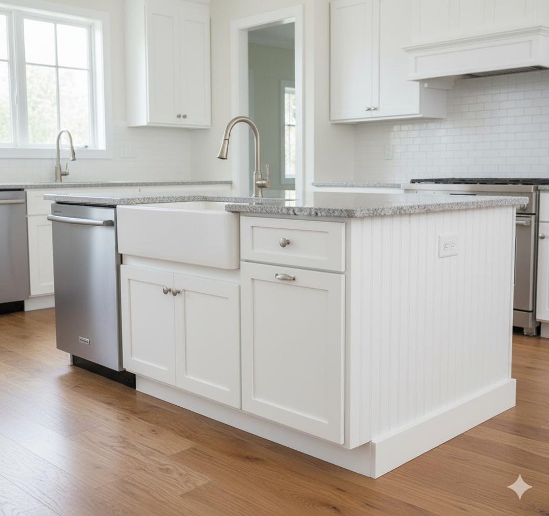 7ft White Kitchen Island With Sink Space I Custom Welcome - Etsy