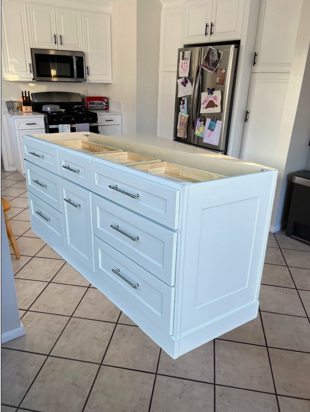 7ft White Kitchen Island Without Top. Custom Etsy