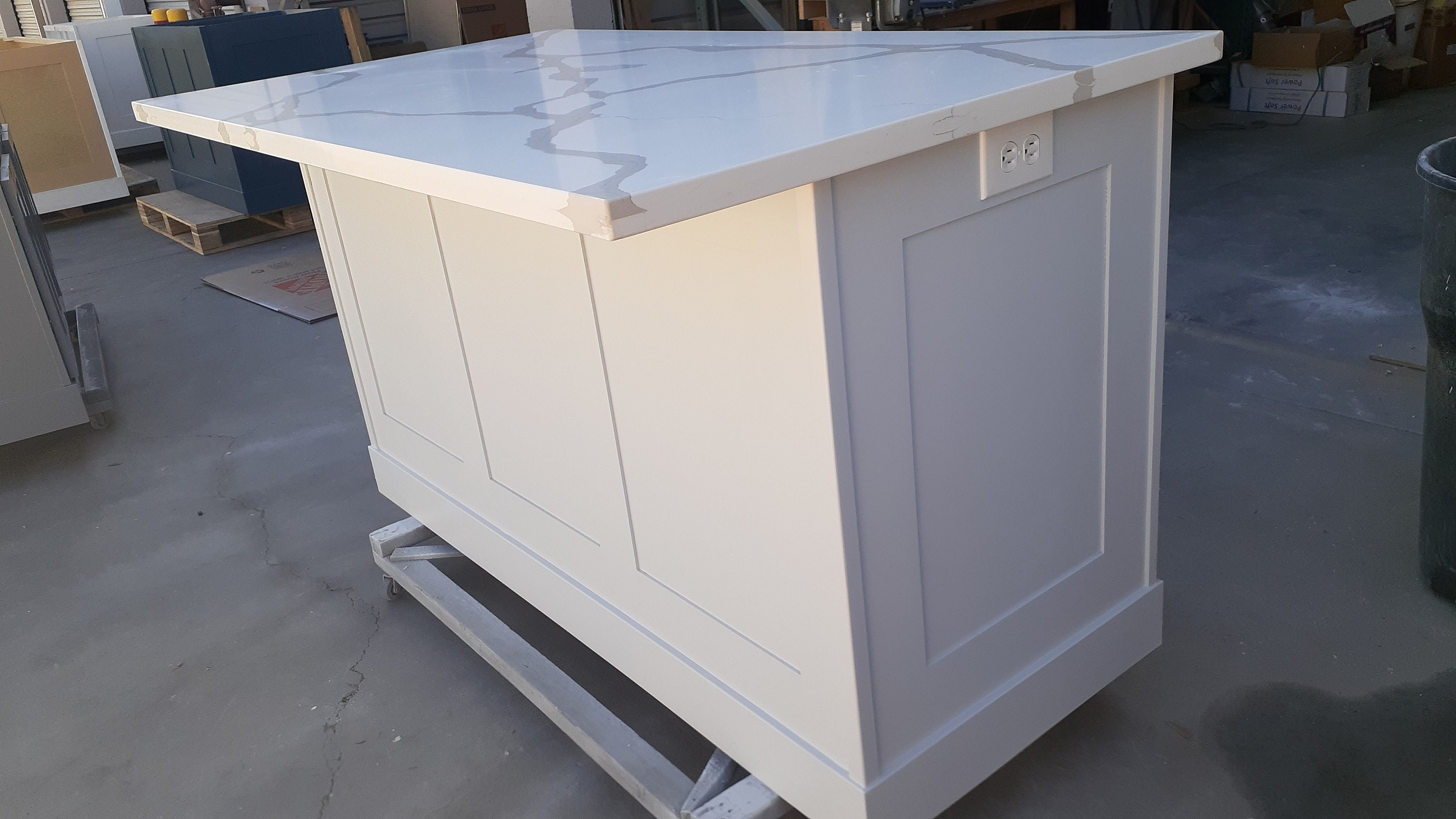 4ft White Kitchen Island W/white Quartz Top - Etsy