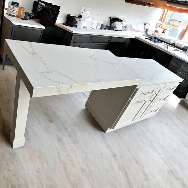 Kitchen island with quartz countertop, Custom welcome