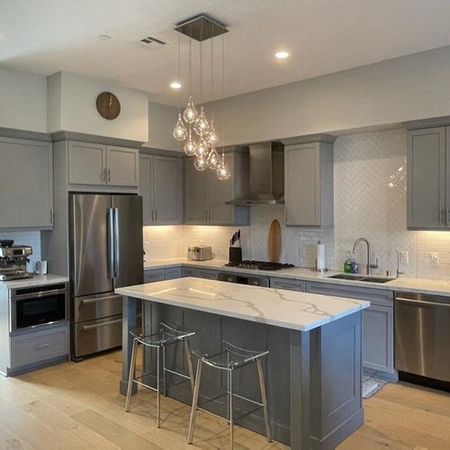 7ft Black Kitchen Island With White Quartz Etsy