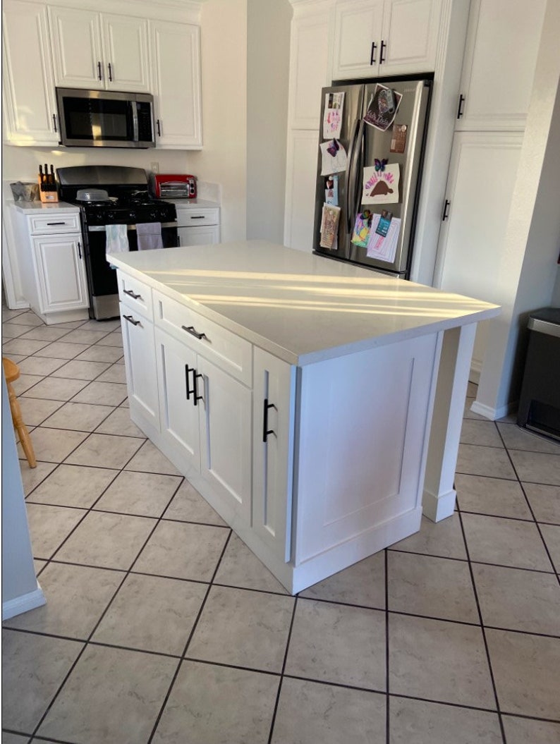 5ft Custom Color Kitchen Island With Quartz Top Etsy