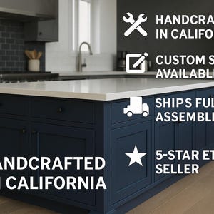 7ft Black Kitchen Island With Quartz Top - Etsy