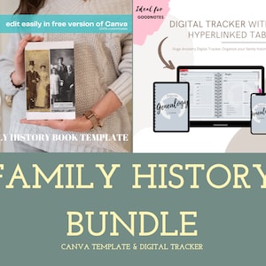 Family History Book and Digital Genealogy Planner Bundle. Genealogy Tracker for GoodNotes. Instant Ancestry Digital Planner for Good Notes