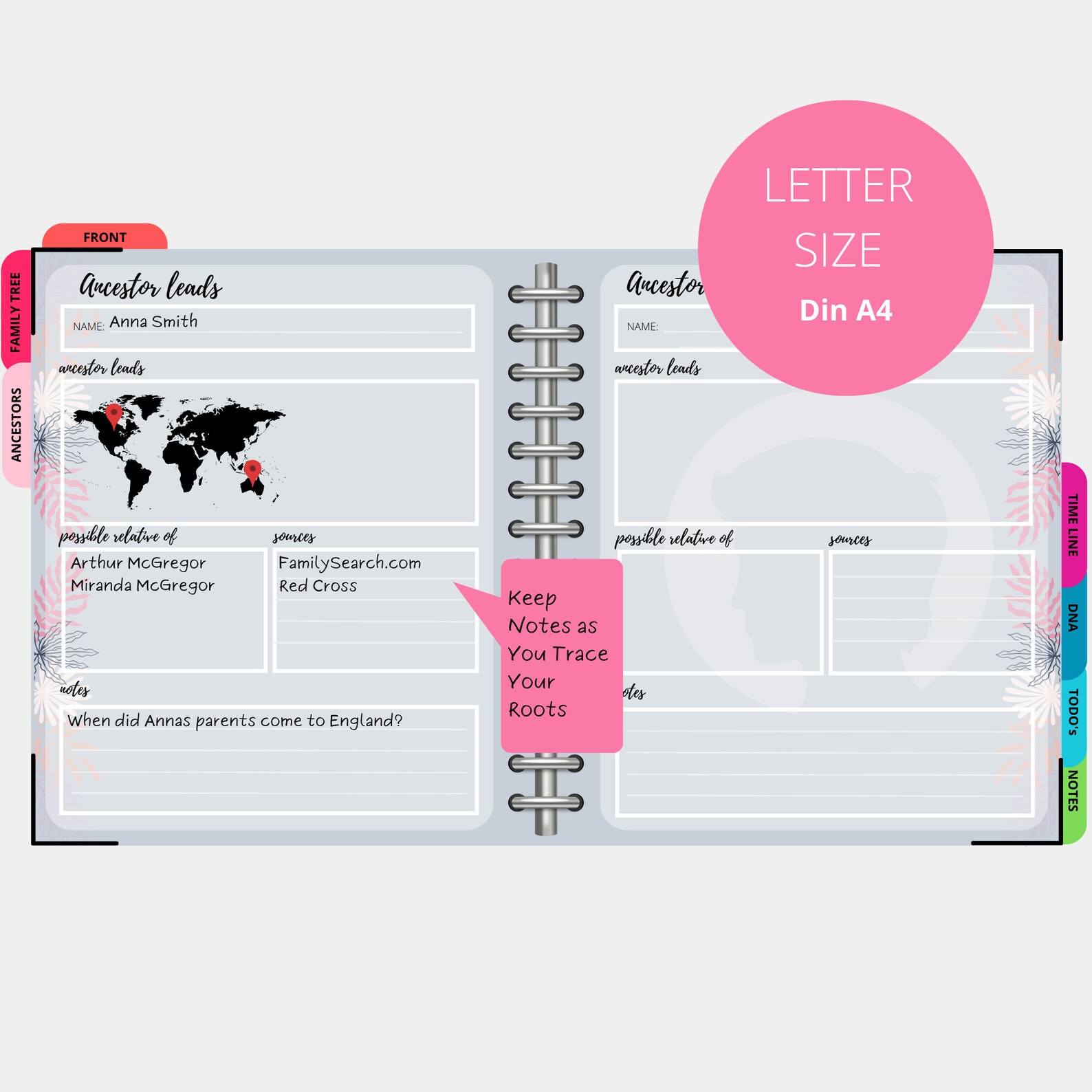 Fillable Genealogy Tracker Ancestry Scrapbook Paper A4 Ancestry ...