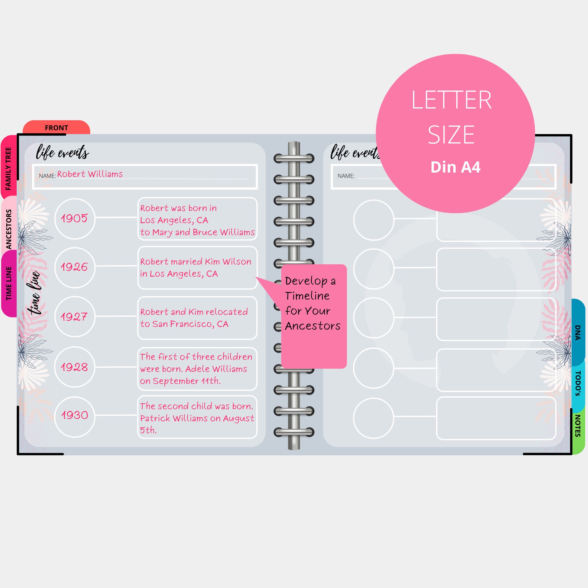 Fillable Genealogy Tracker Ancestry Scrapbook Paper A4 Ancestry ...