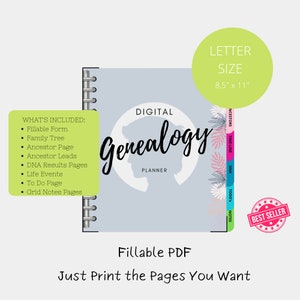 Fillable Genealogy Form Tracker Ancestry scrapbook paper Ancestry Printable Planner Digital download Family Tree, Family History etc