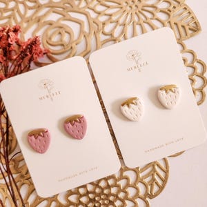 Strawberry Stud Earrings: Handmade Polymer Clay Fruit Jewelry