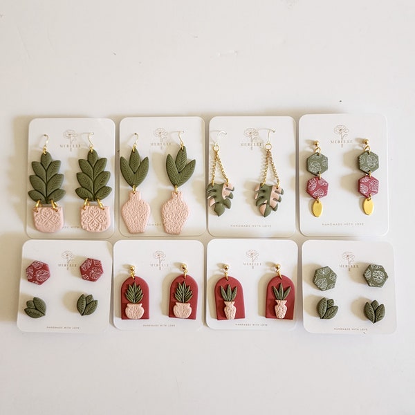 PLANT LOVERS | Polymer Clay Earrings | Handmade | Hypoallergenic