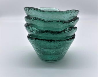 Handmade Glass Dipping Bowls: Colorful Sauce Bowls, Set of 4
