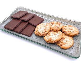 Handmade Recycled Glass Serving Platter: Rectangular Speckled Plate